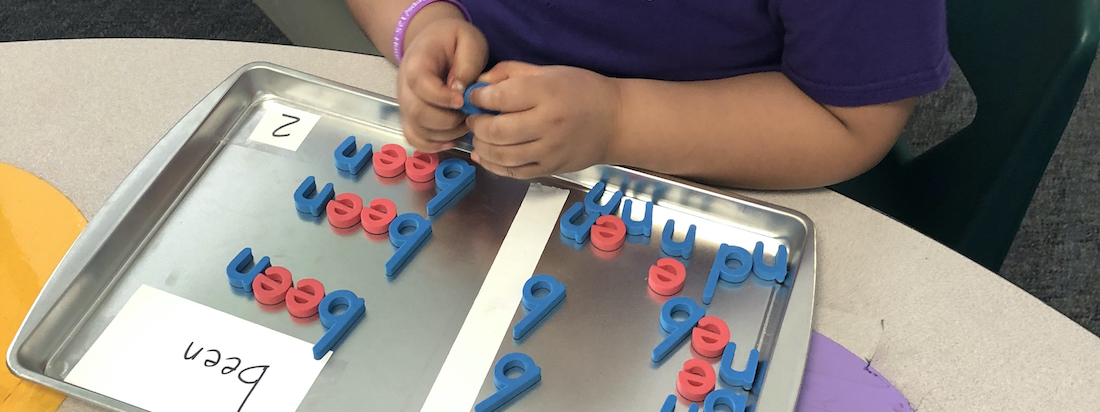 Student doing a spelling lesson